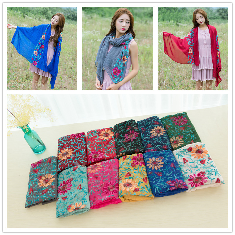 2022 Đồng Bằng Thêu Hoa Viscos - đánh giá và giá Bandana Cotton