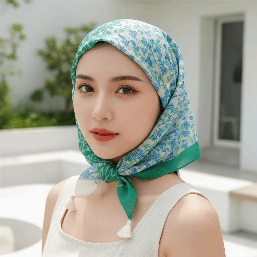 Neck Wrap Cotton-Linen Square  - đánh giá và giá Bandana Cotton