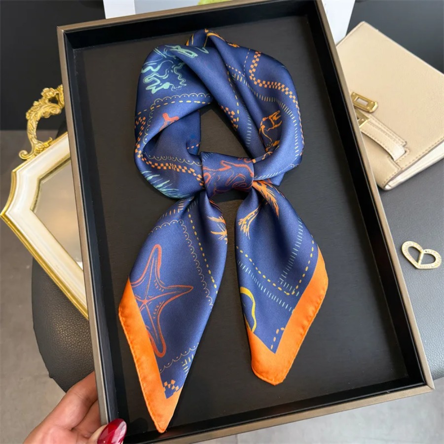 Blue Print Silk Square Scarf W - đánh giá và giá Bandana Cotton